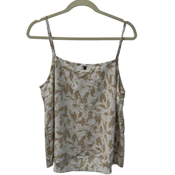 Cabi Sheer Beige Leaf Print Two Piece Peasant Blouse & Tank Set Size Large - Picture 5 of 8